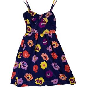 Old Navy Floral Print Dress Womens Size 4 Navy Blue Multicolor Sleeveless